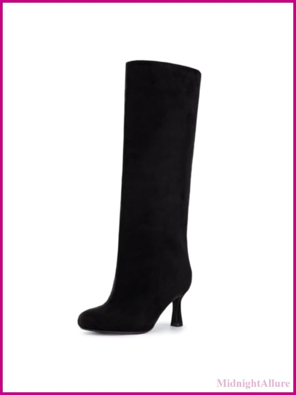 Suede Knee High Wide Calf Stiletto Heel Pull On Tall Boots